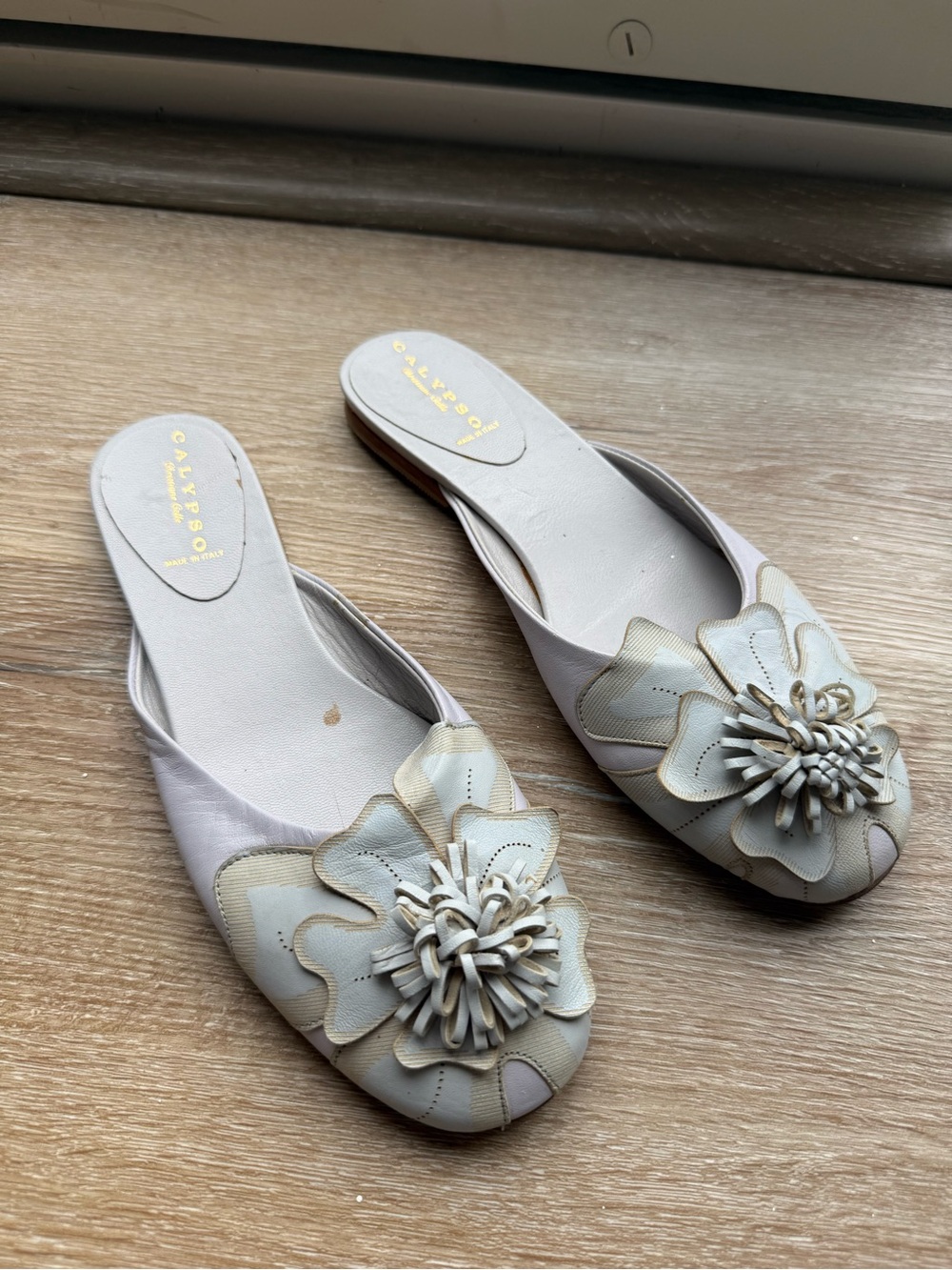 Calypso St. Barth White and Cream Floral Slip-On Flats